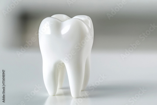 The tooth model is in front of a isolated background. Copy space, generative ai