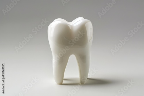 The tooth model is in front of a isolated background. Copy space, generative ai