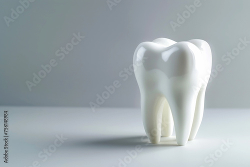 The tooth model is in front of a isolated background. Copy space  generative ai