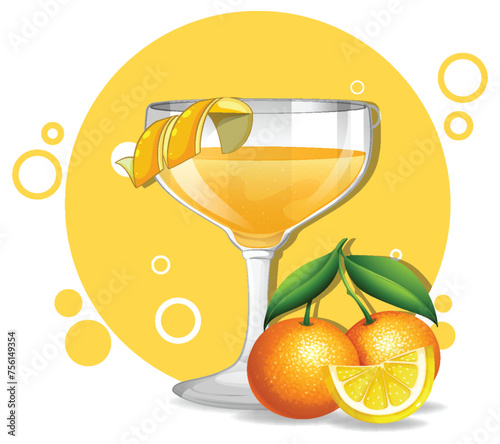 Vector illustration of a refreshing citrus cocktail