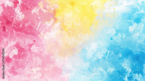 Bright and vibrant yellow, pink and blue abstract watercolor background for graphic design, banner and template. Multicolor watercolor texture