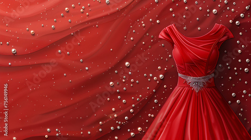 Retro style red party dress, generative ai