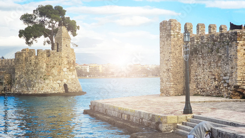 nafpaktos city port greece in winter season photo