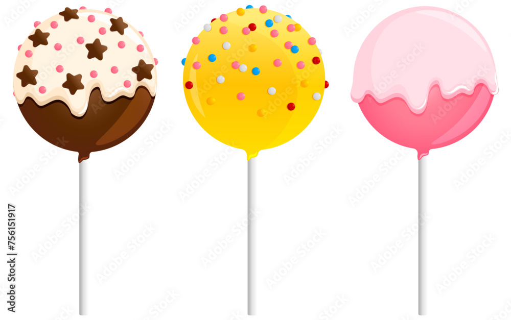Chocolate, Mango and Strawberry Flavored Cake Pops Set 