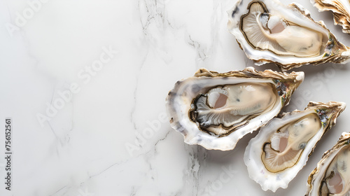A top view of succulent fresh oysters, generative ai
