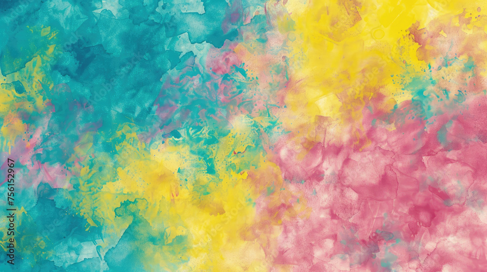 Pink, aqua and yellow abstract watercolor background for graphic design, banner and template. Multicolor watercolor texture