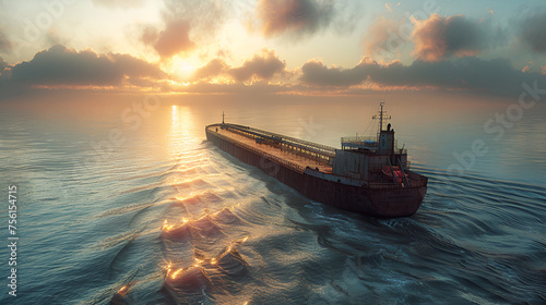 barge at sunset photo