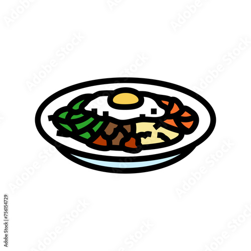 bibimbap dish korean cuisine color icon vector. bibimbap dish korean cuisine sign. isolated symbol illustration