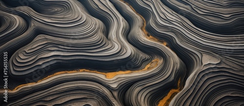 Close up of a swirling pattern on electric blue marble  resembling a natural landscape with wind waves. The texture combines elements of metal  rock  and wood