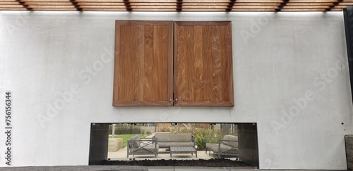 Wooden panels on a outdoor wall