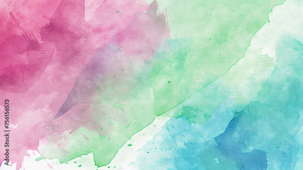 Lime green, pink and blue abstract watercolor background for graphic design, banner and template. Multicolor watercolor texture