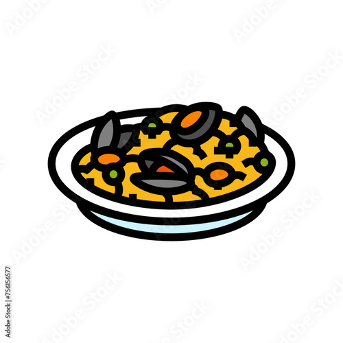 seafood paella sea cuisine color icon vector. seafood paella sea cuisine sign. isolated symbol illustration
