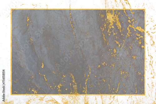white marble rectangle outside and gray marble rectangle inside with mineral gold and gold border on surface © darkfoxelixir