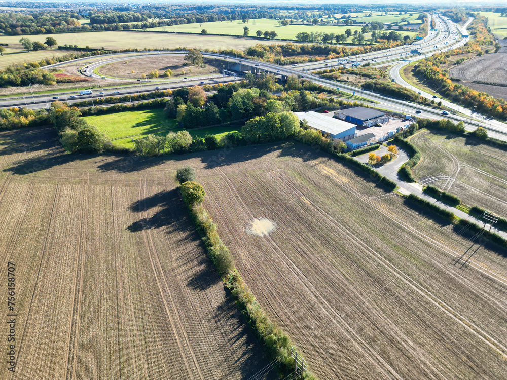 Aerial View of Countryside Landscape Near Hemel Hempstead City of England UK