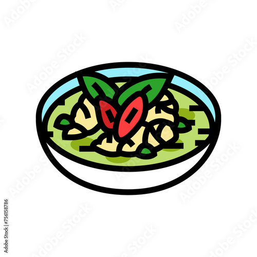 green curry thai cuisine color icon vector. green curry thai cuisine sign. isolated symbol illustration