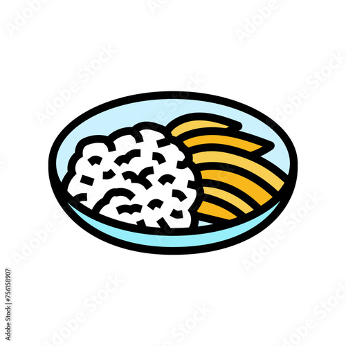 mango sticky rice thai cuisine color icon vector. mango sticky rice thai cuisine sign. isolated symbol illustration