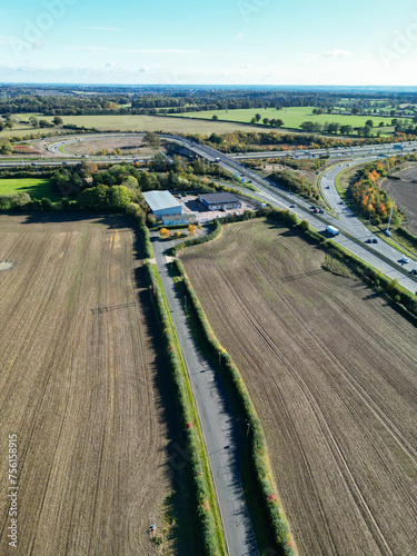 Aerial View of Countryside Landscape Near Hemel Hempstead City of England UK