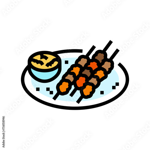 satay skewers thai cuisine color icon vector. satay skewers thai cuisine sign. isolated symbol illustration