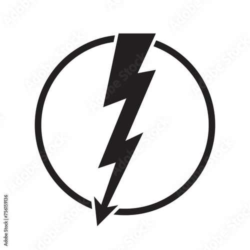 flash lightning bolt icon. Electric power symbol. Power energy sign, vector illustration. Thunderbolt flat style sign