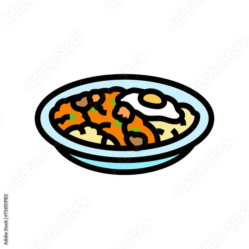 thai basil chicken cuisine color icon vector. thai basil chicken cuisine sign. isolated symbol illustration