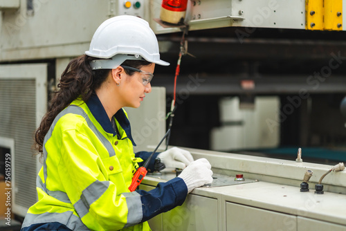 woman engineer in uniform h...