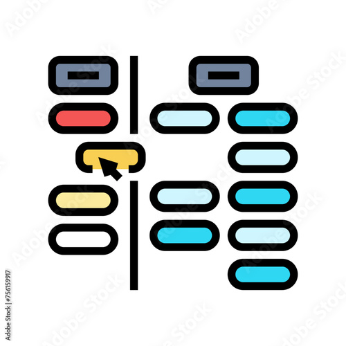 card sorting ux ui design color icon vector. card sorting ux ui design sign. isolated symbol illustration