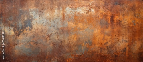 A detailed shot of a weathered brown metal surface resembling a wooden texture with hints of amber hues. The natural landscape reflects in the rusted pattern, creating a unique piece of art