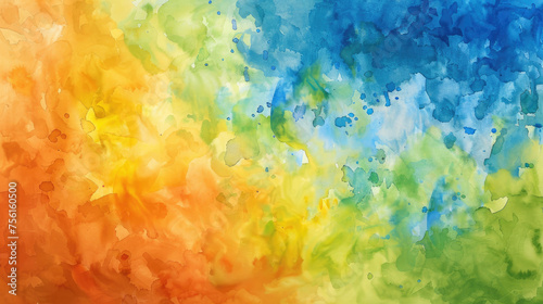 Green, orange and blue abstract watercolor background for graphic design, banner and template. Multicolor watercolor texture © boxstock production