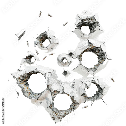 bullet holes isolated on transparent background	 photo