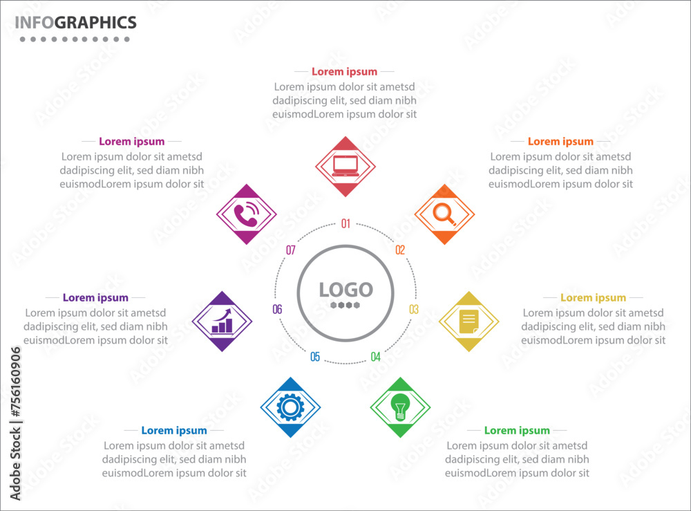 custom made wallpaper toronto digitalCircle infographic template with 7 options for presentations. Vector infographic design template. diagram, number options. Data visualization. Business concept with 7 steps, seven process.