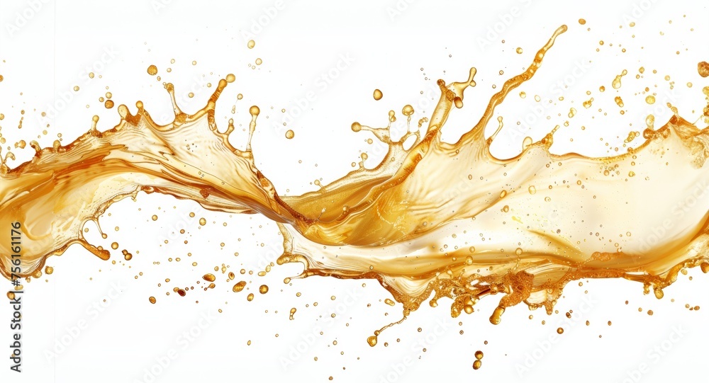 golden oil splash on white background