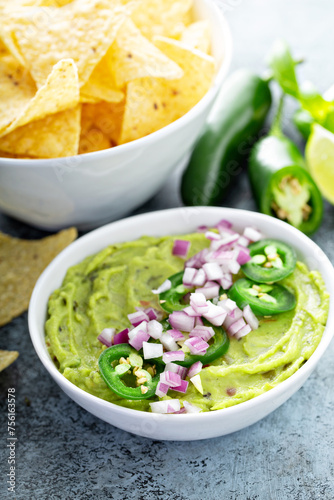 Guacamole with red onion and Jalapeno pepper