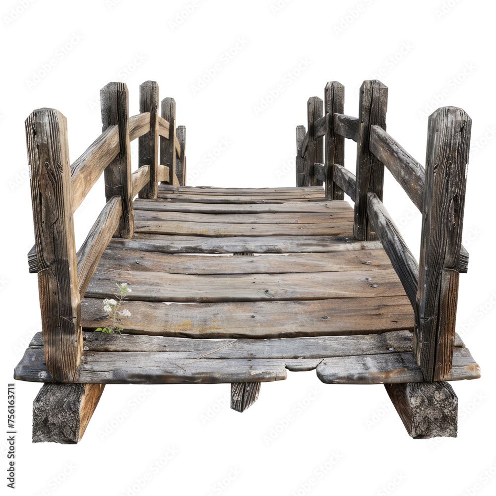 Obraz premium wooden bridge isolated on transparent background 