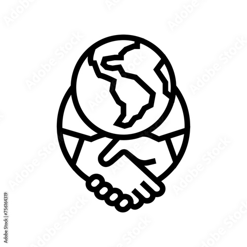 global collaboration energy policy line icon vector. global collaboration energy policy sign. isolated contour symbol black illustration