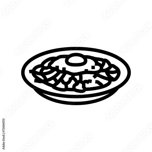 bibimbap dish korean cuisine line icon vector. bibimbap dish korean cuisine sign. isolated contour symbol black illustration