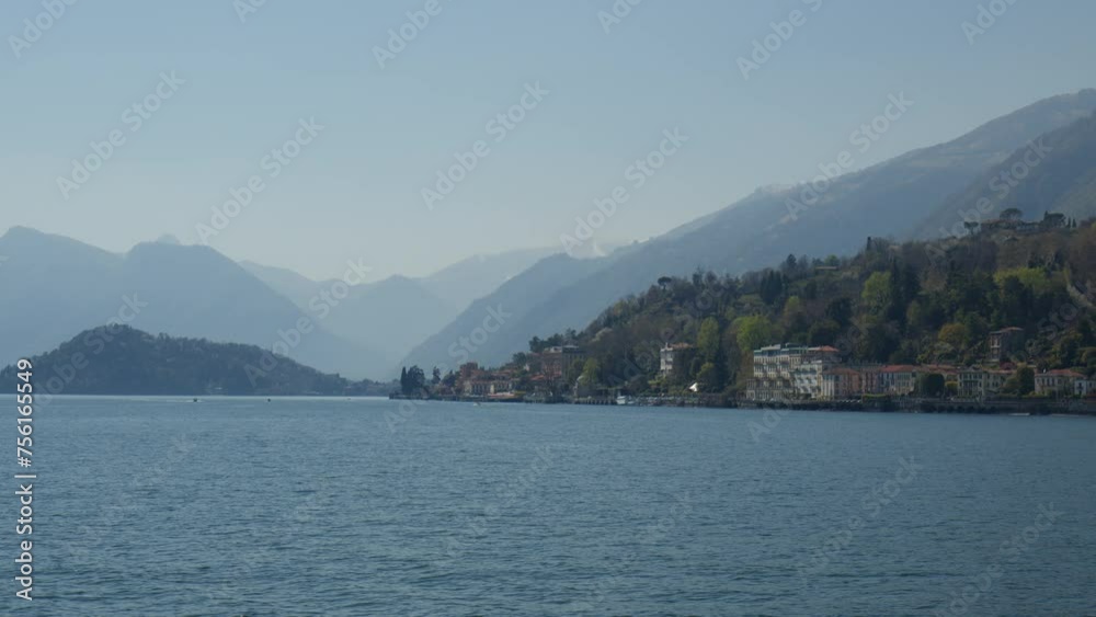Foggy Mountain Range Near Bellagio, Lake Como, Lombardy Italy. Wide Shot Foggy Mountain Range Near Bellagio, Lake Como, Lombardy Italy. Wide Shot