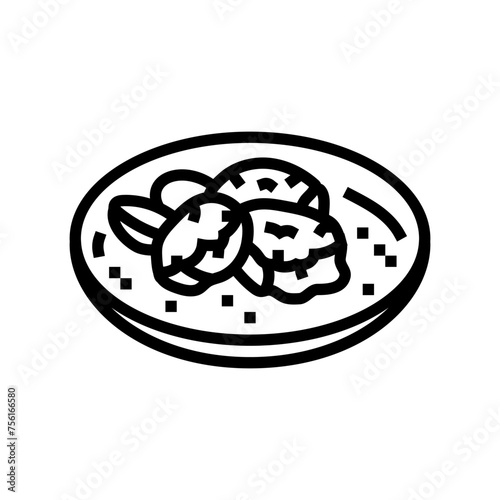 crab cake sea cuisine line icon vector. crab cake sea cuisine sign. isolated contour symbol black illustration