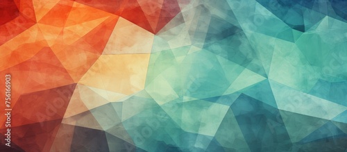 Abstract Geometric Colorful Polygons Wallpaper Resembling Cracked Wall Background