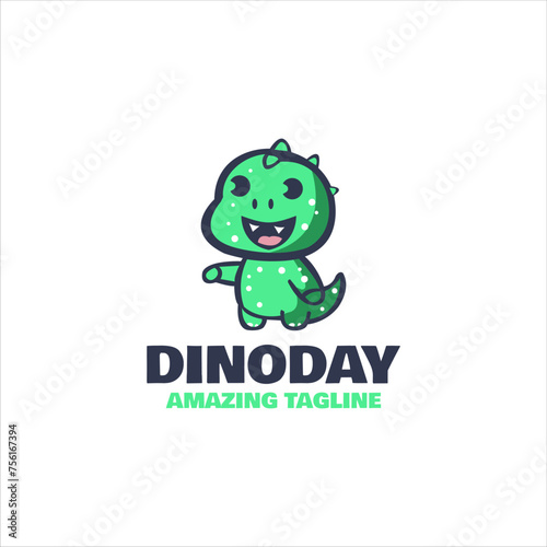 Cute logo design dinosaur cartoon character