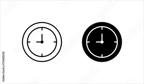 Ikon vektor jam alarm diatur terisolasi pada latar belakang putih, gaya garis sederhana, ikon dering jam alarm desain modern