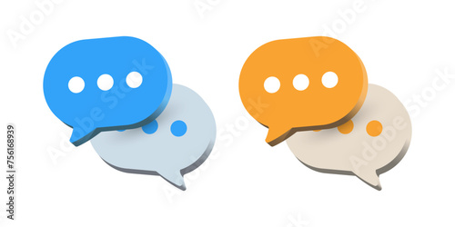 3d chat icon speech bubble symbol Chat message icons - talk message Bubble chat speech text box icon , social media communication background concept. vector illustration photo