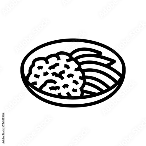 mango sticky rice thai cuisine line icon vector. mango sticky rice thai cuisine sign. isolated contour symbol black illustration