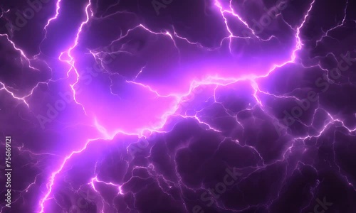 Purple abstraction with lightning. The concept of energy and electricity.