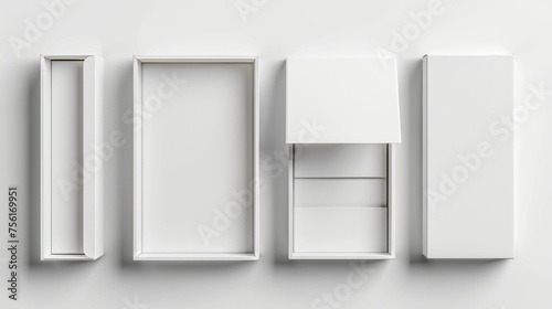A realistic illustration set of a cardboard matchbox mockup. The mockup is shown in the form of a drawer. A gift box in the form of a drawer is pictured for a postage concept for gifts or goods.