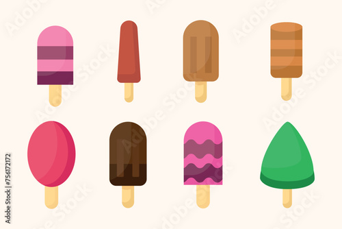 set of different flavors ice cream illustration design