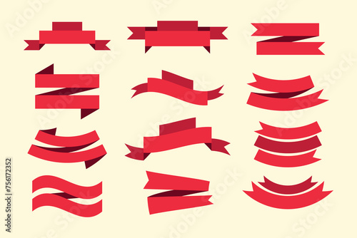 Different kind of ribbon banner clipart design