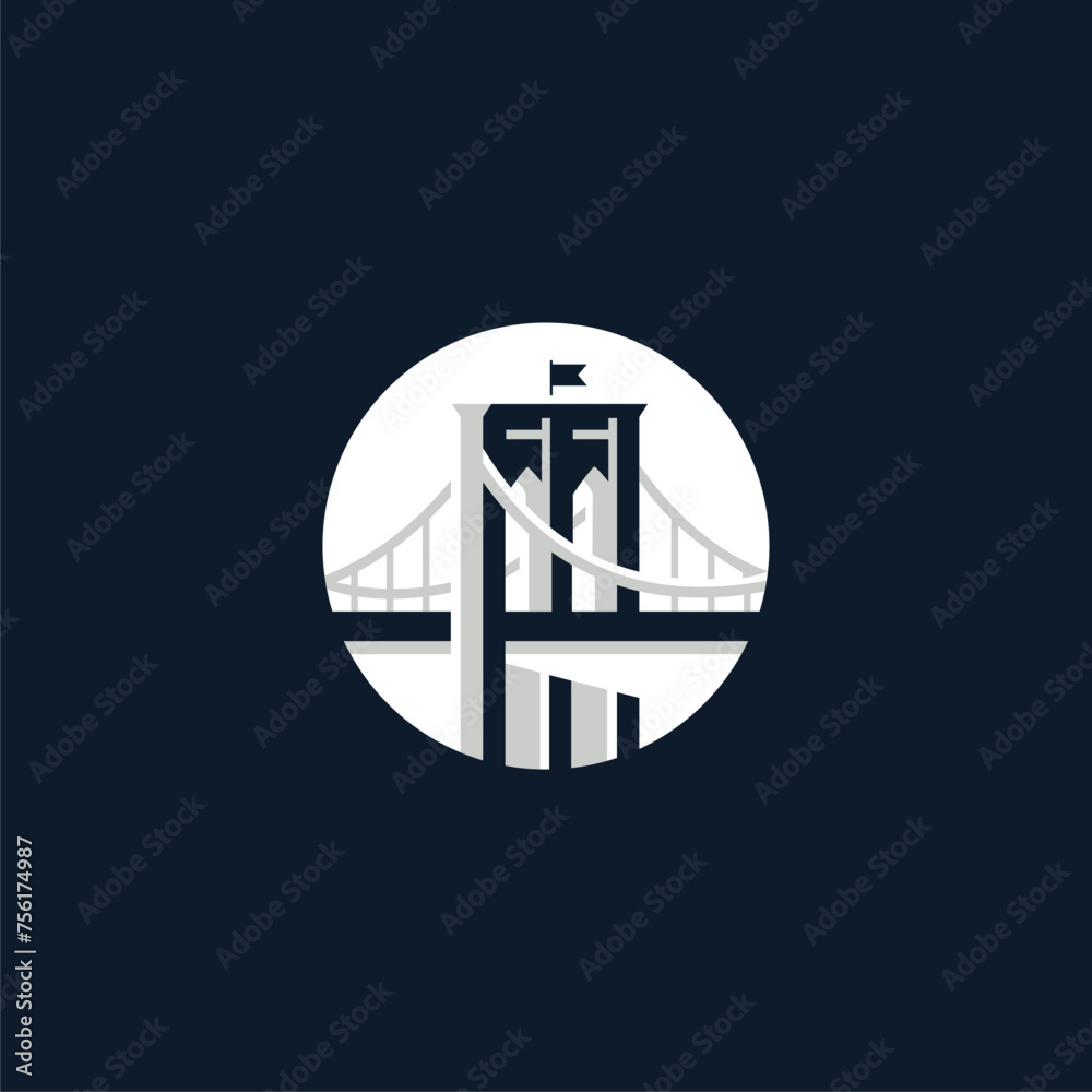 Creative concept bridge logo design with circles Creative concept bridge logo design with circles