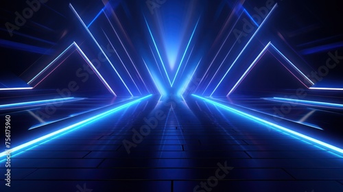 Blue neon lights background VIP neon lights entrance background or festival concept Futuristic abstract background