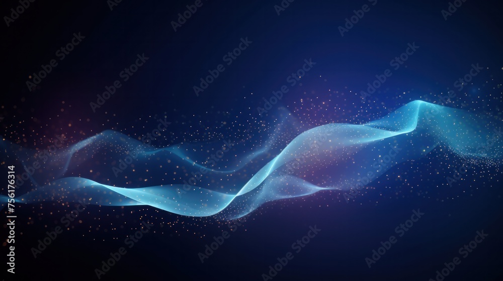 Abstract particle technology background design Abstract waves moving particles. High technology particle flow