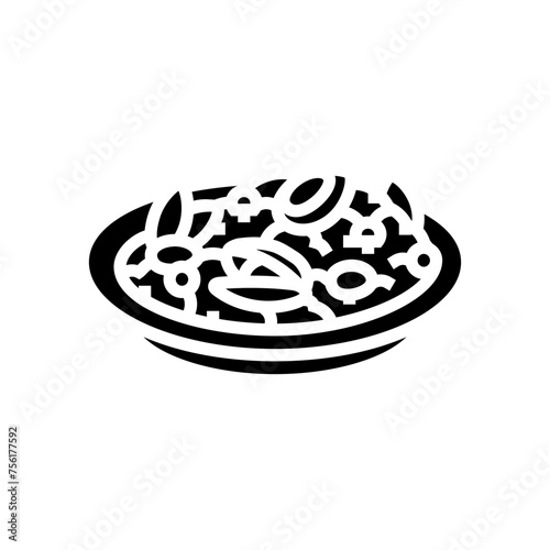 seafood paella sea cuisine glyph icon vector. seafood paella sea cuisine sign. isolated symbol illustration